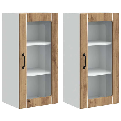 Mobile in vetro da parete PORTO 2 pcs Rovere artigianale | homemem39