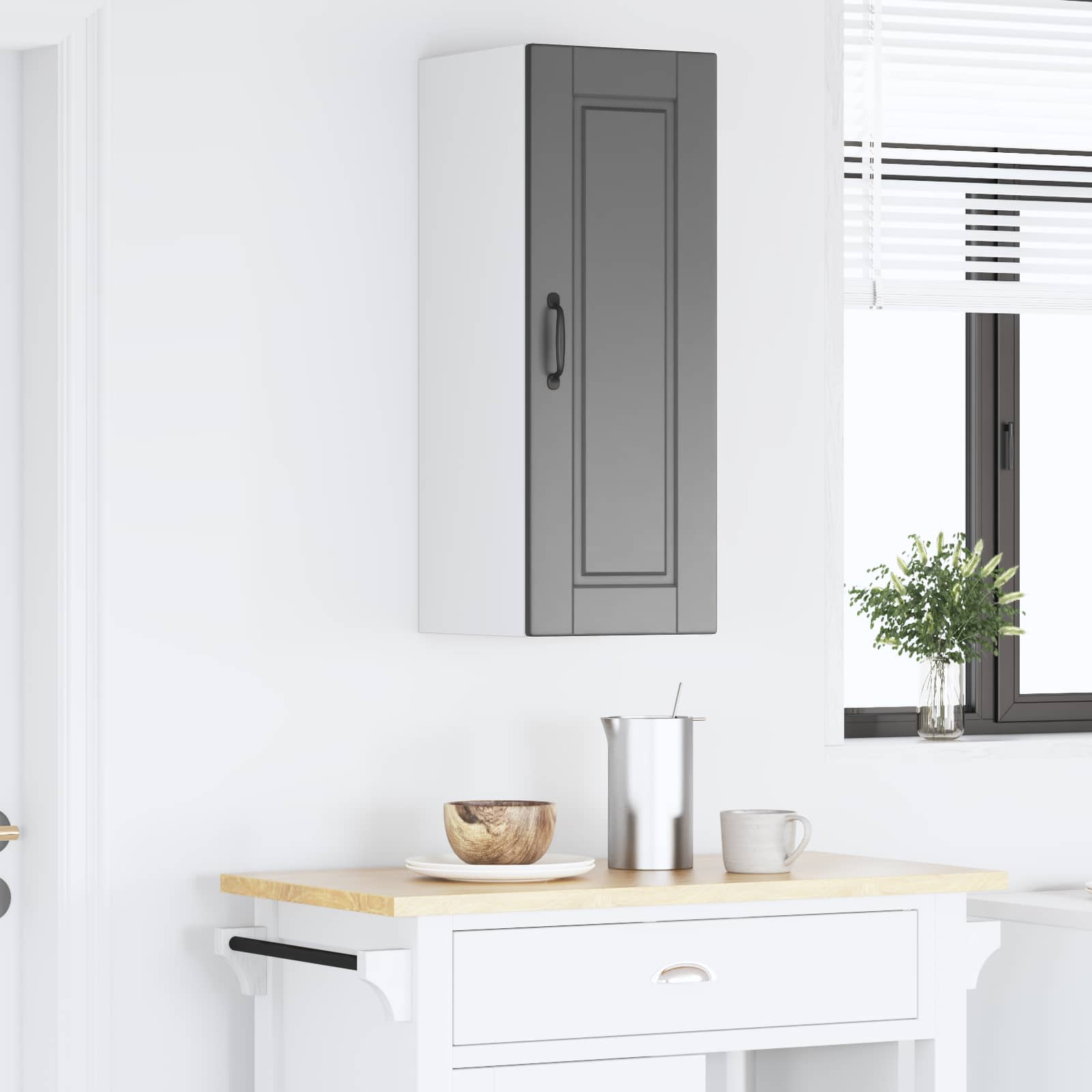 Armadietto a muro PORTO Nero 30 x 31 x 80 cm Legno multistrato | homemem39