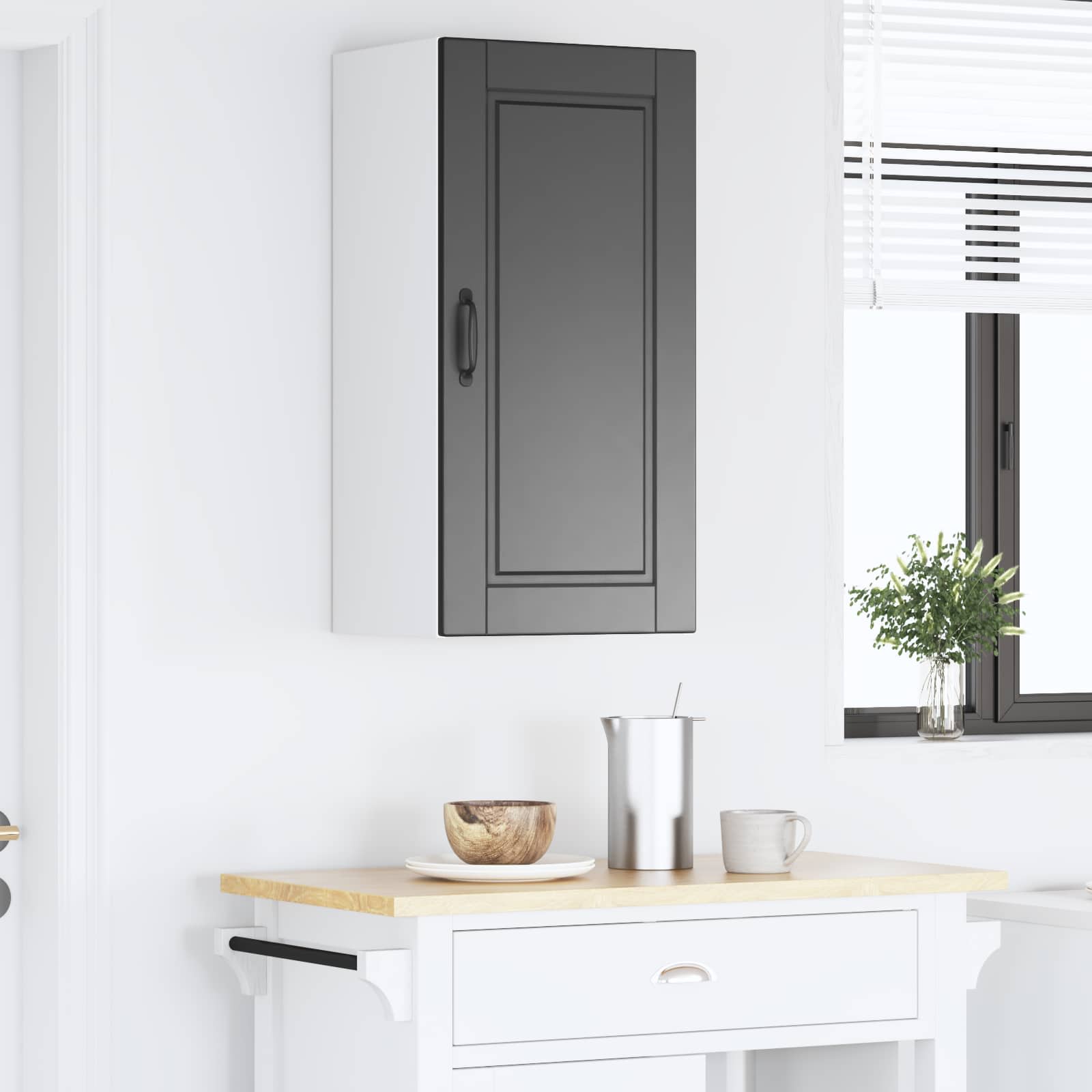 Armadietto a muro PORTO Nero 40 x 31 x 80 cm Legno multistrato | homemem39