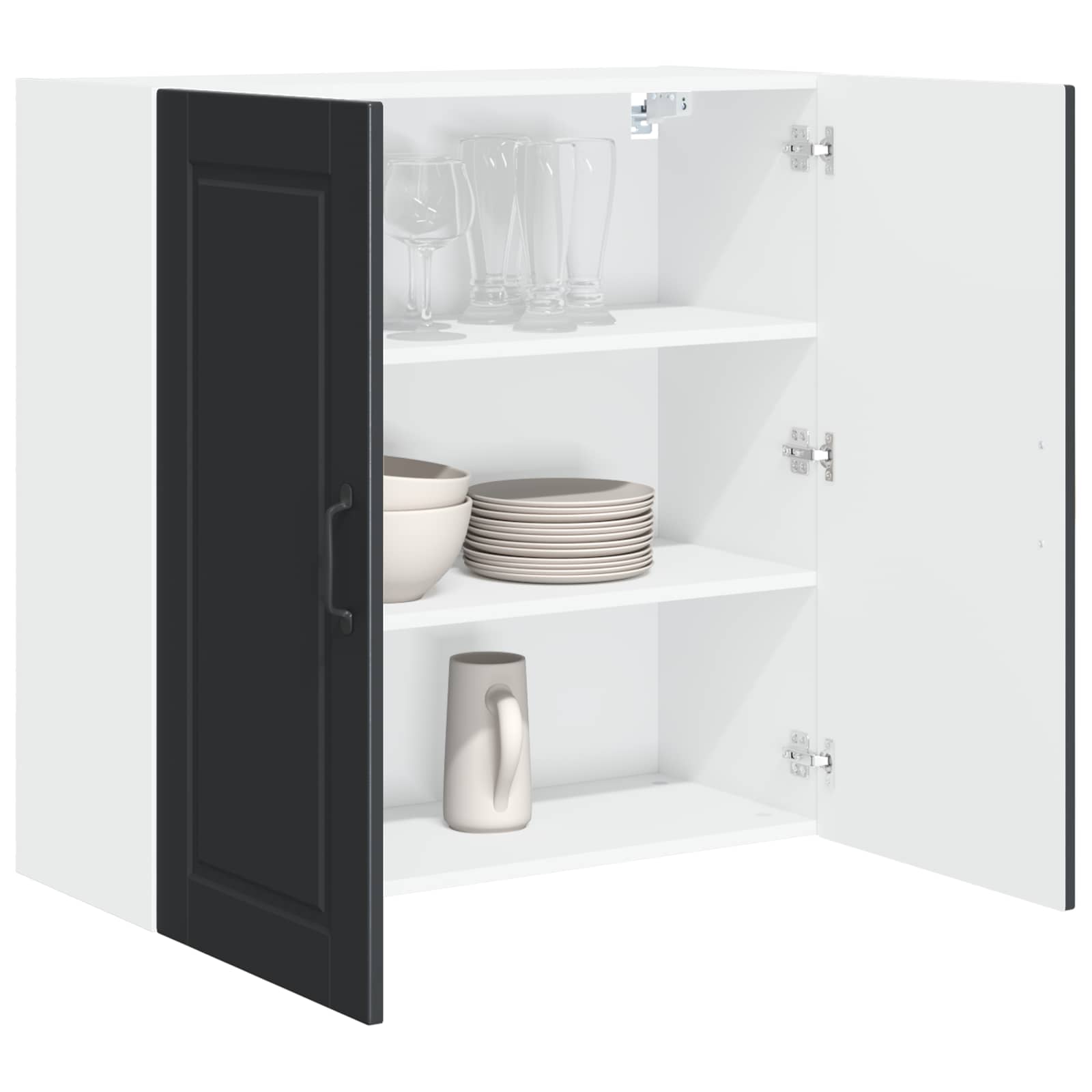 Armadietto a muro PORTO Nero 80 x 31 x 80 cm Legno multistrato | homemem39