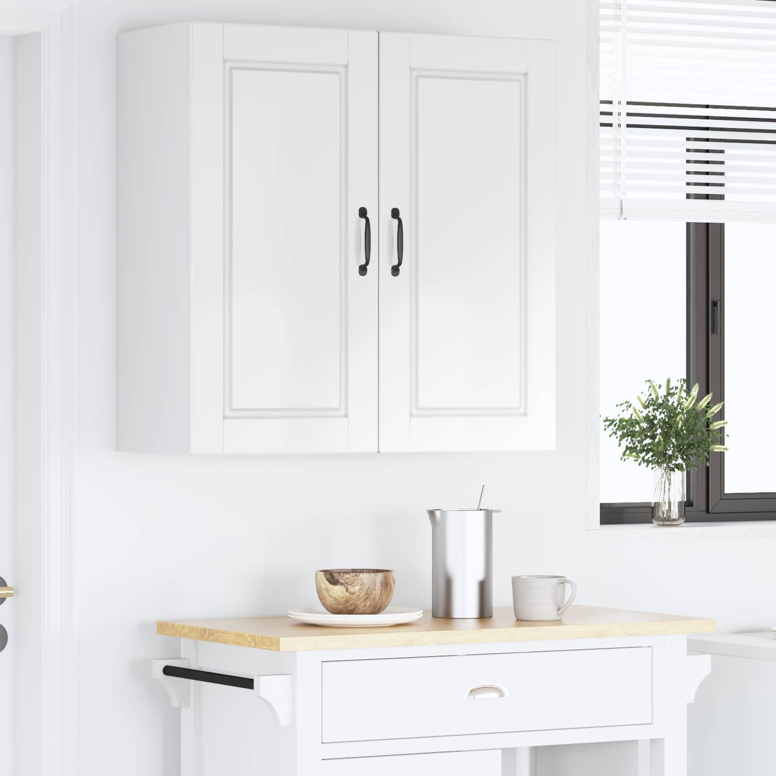 Armadietto a muro PORTO Bianco Lucido 80 x 31 x 80 cm | homemem39