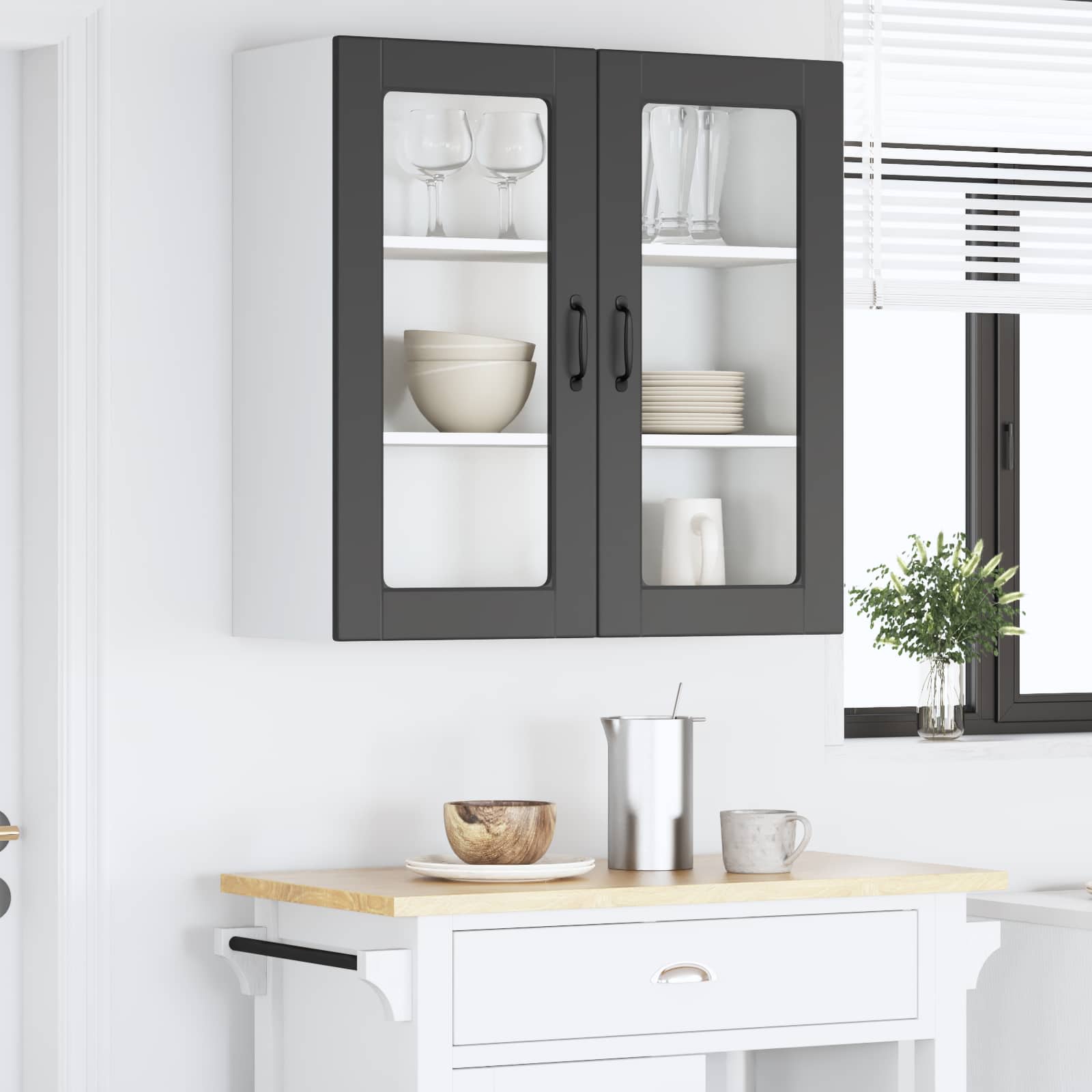Mobile in vetro da parete PORTO Nero 80 x 31 x 80 cm | homemem39