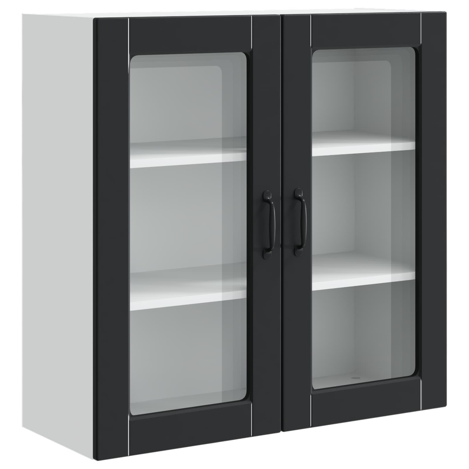 Mobile in vetro da parete PORTO Nero 80 x 31 x 80 cm | homemem39