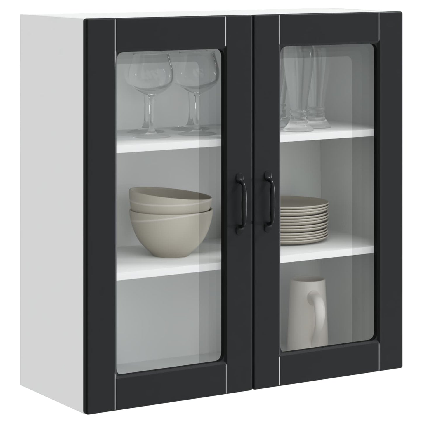 Mobile in vetro da parete PORTO Nero 80 x 31 x 80 cm | homemem39