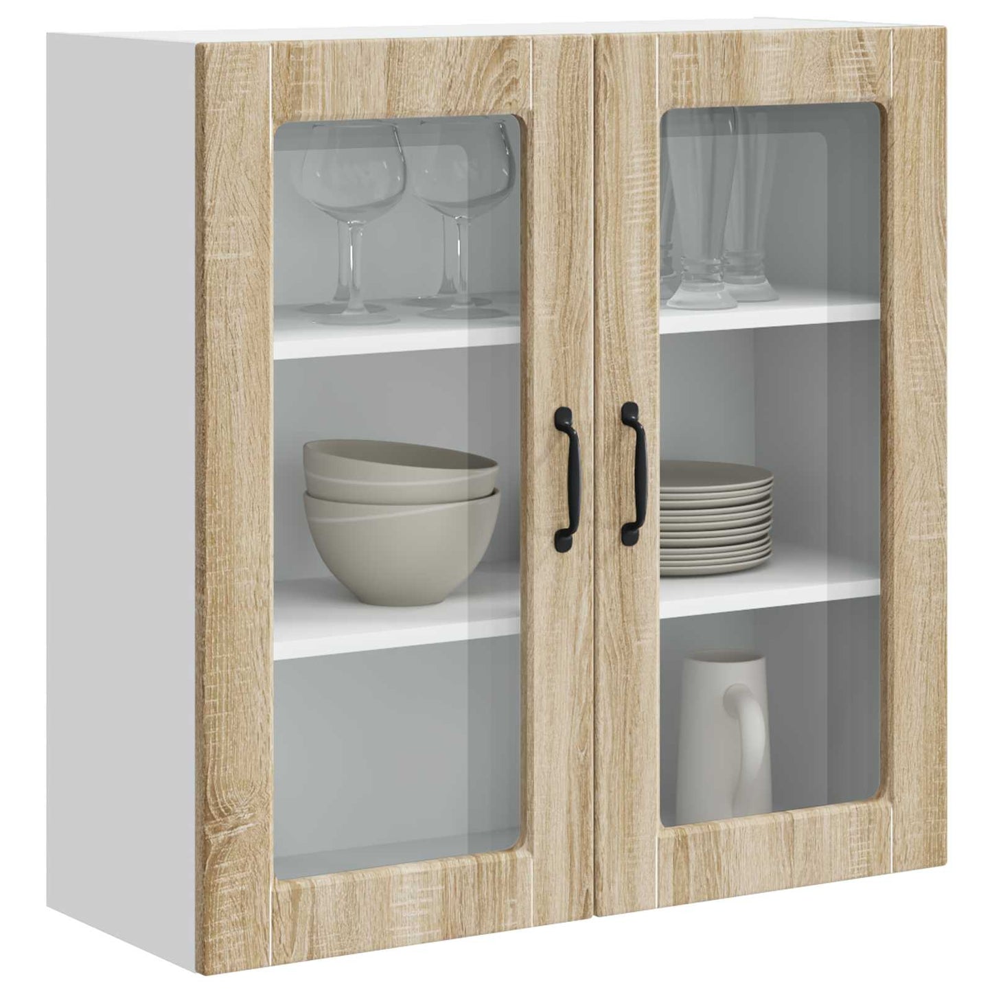 Mobile in vetro da parete PORTO Rovere Sonoma 80 x 31 x 80 cm | homemem39