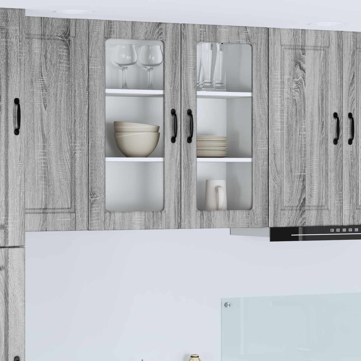 Mobile in vetro da parete PORTO Grigio Sonoma 80 x 31 x 80 cm | homemem39