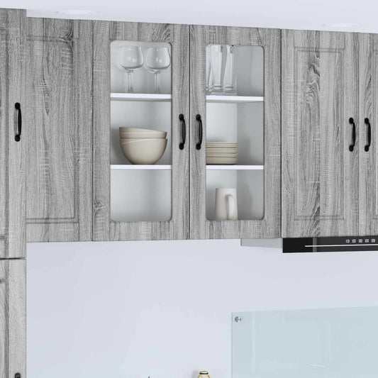 Mobile in vetro da parete PORTO Grigio Sonoma 80 x 31 x 80 cm | homemem39