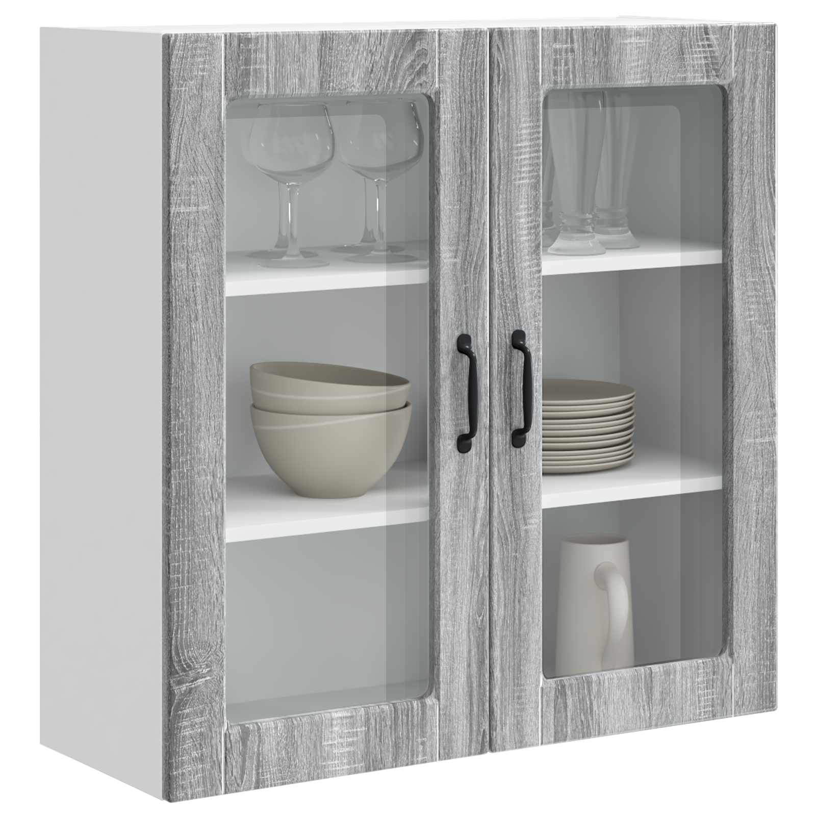 Mobile in vetro da parete PORTO Grigio Sonoma 80 x 31 x 80 cm | homemem39