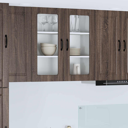 Mobile in vetro da parete PORTO Rovere Marrone 80 x 31 x 80 cm | homemem39