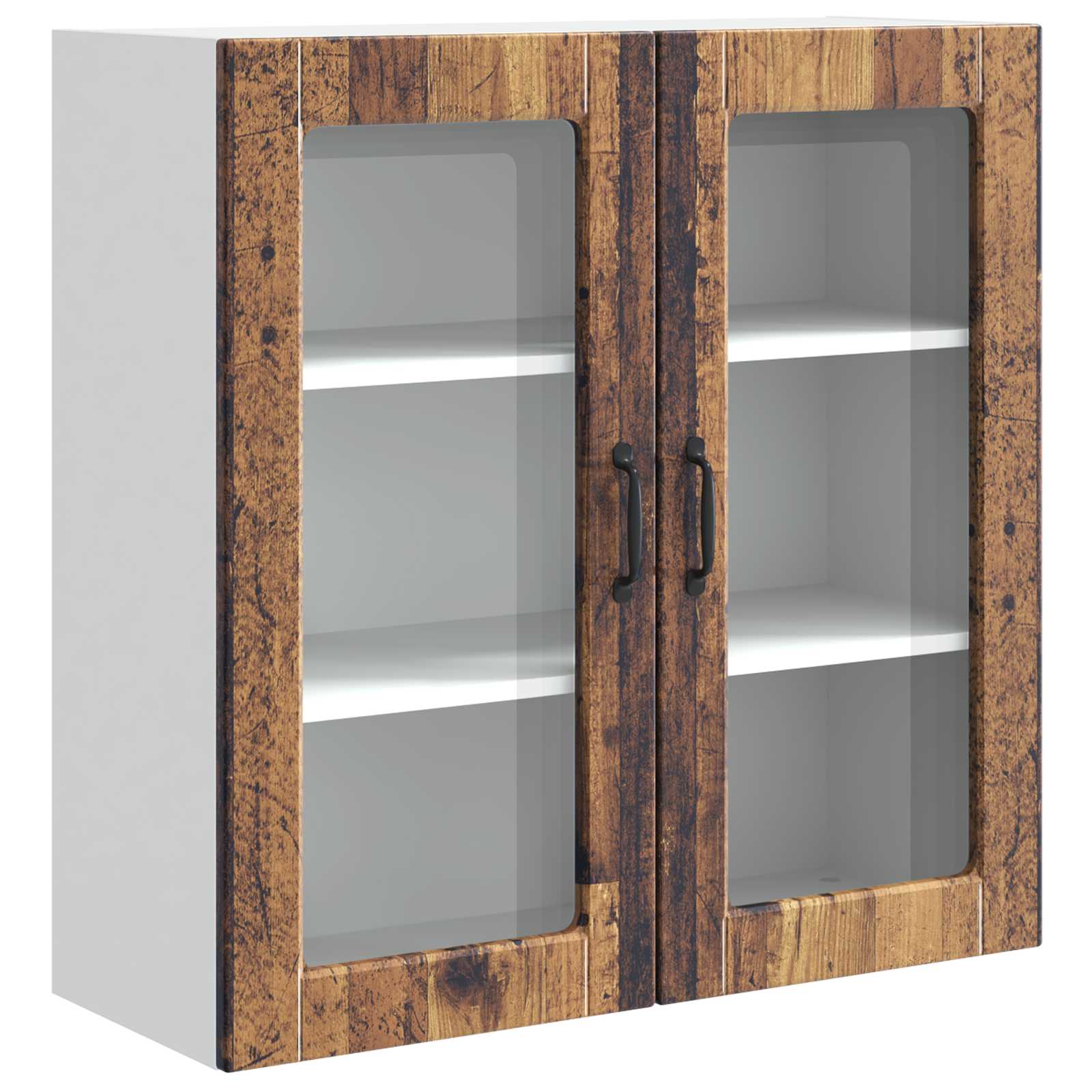 Mobile in vetro da parete PORTO Legno vecchio 80 x 31 x 80 cm | homemem39
