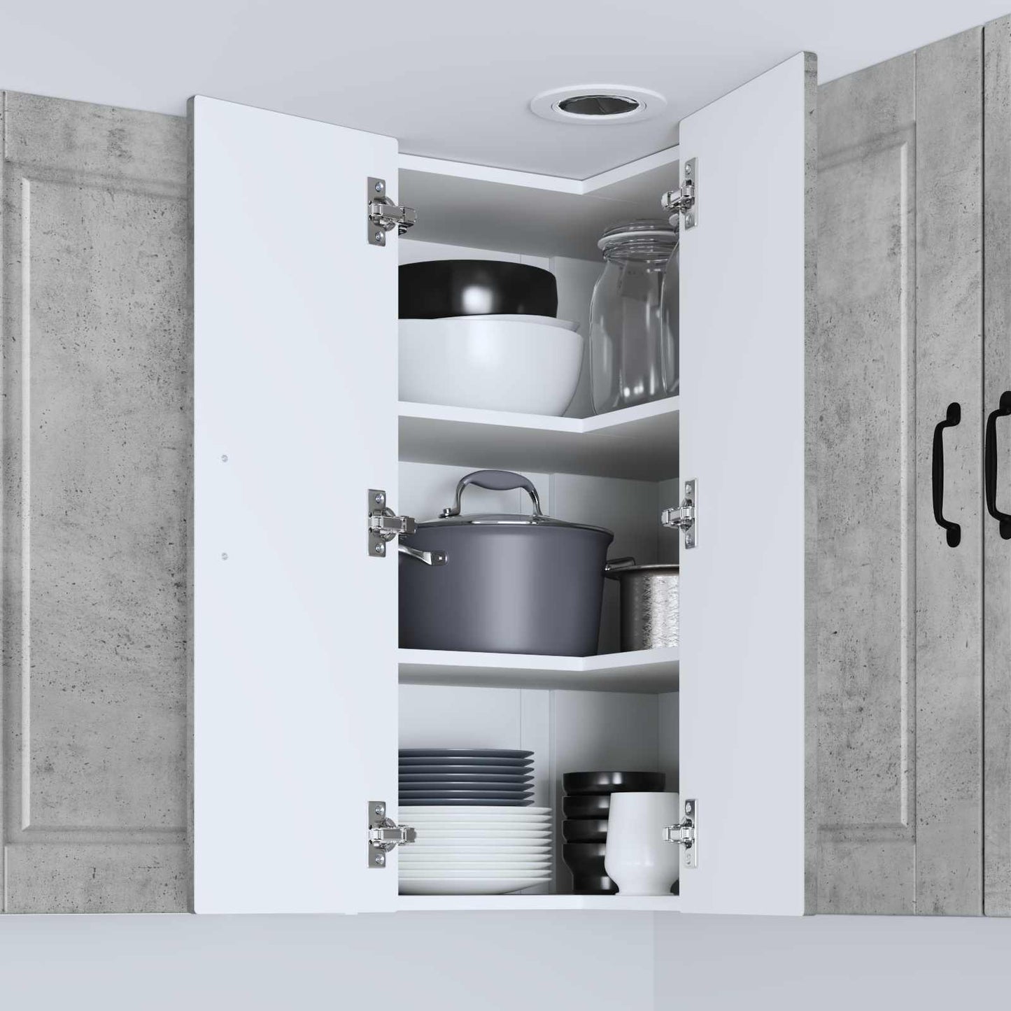 Mobile angolare per parete PORTO Grigio cemento 57 x 57 x 80 cm | homemem39