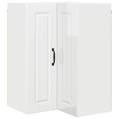 Mobile angolare per parete PORTO Bianco Lucido 57 x 57 x 80 cm | homemem39