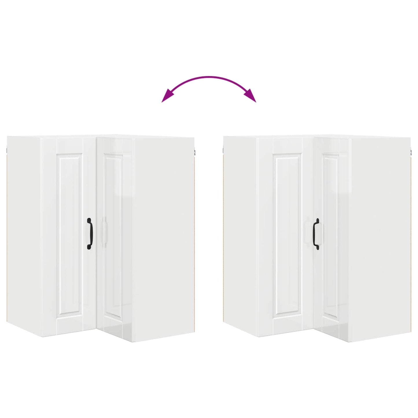 Mobile angolare per parete PORTO Bianco Lucido 57 x 57 x 80 cm
