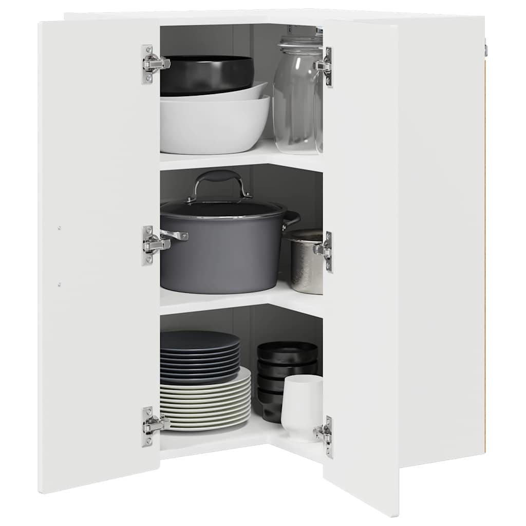 Mobile angolare per parete PORTO Bianco Lucido 57 x 57 x 80 cm | homemem39