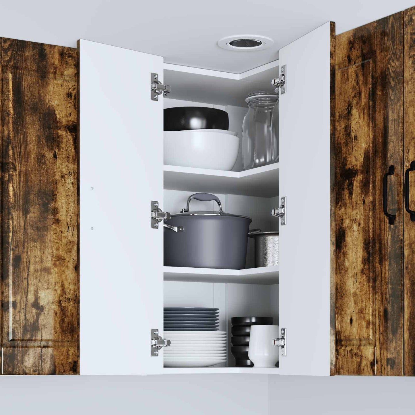 Mobile angolare per parete PORTO Rovere fumé 57 x 57 x 80 cm | homemem39