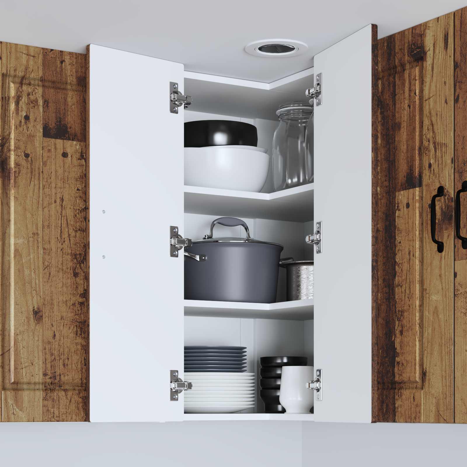 Mobile angolare per parete PORTO Legno vecchio 57 x 57 x 80 cm | homemem39