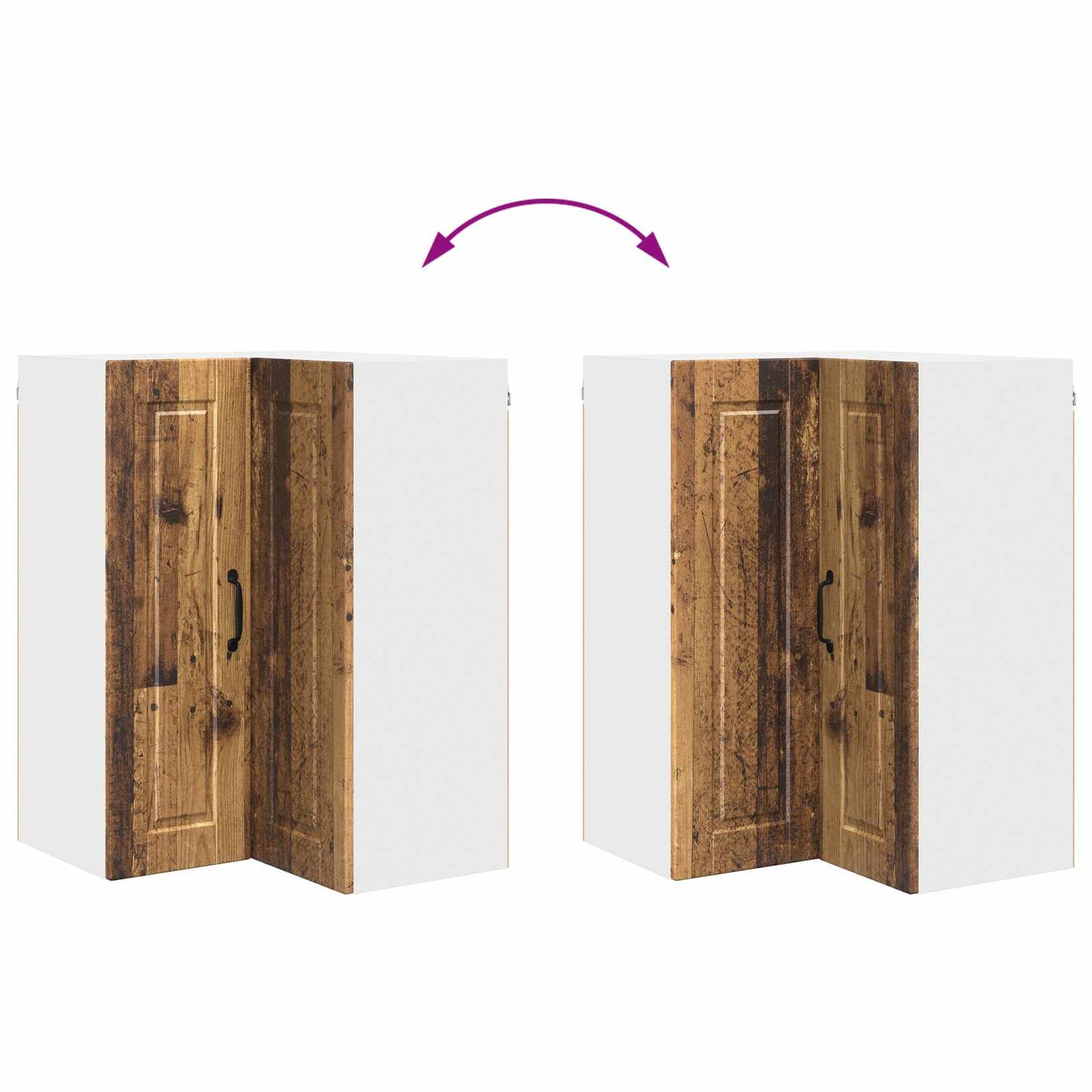 Mobile angolare per parete PORTO Legno vecchio 57 x 57 x 80 cm