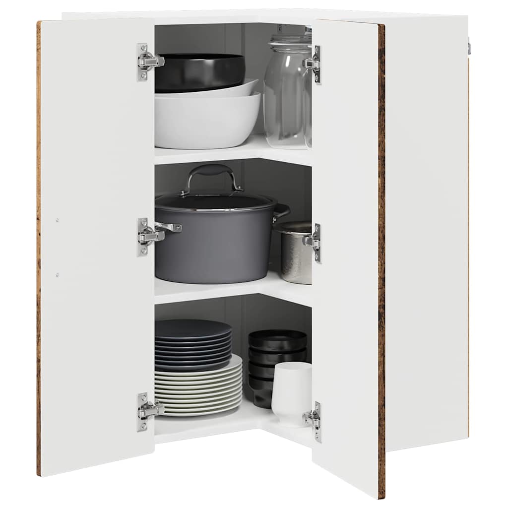 Mobile angolare per parete PORTO Legno vecchio 57 x 57 x 80 cm