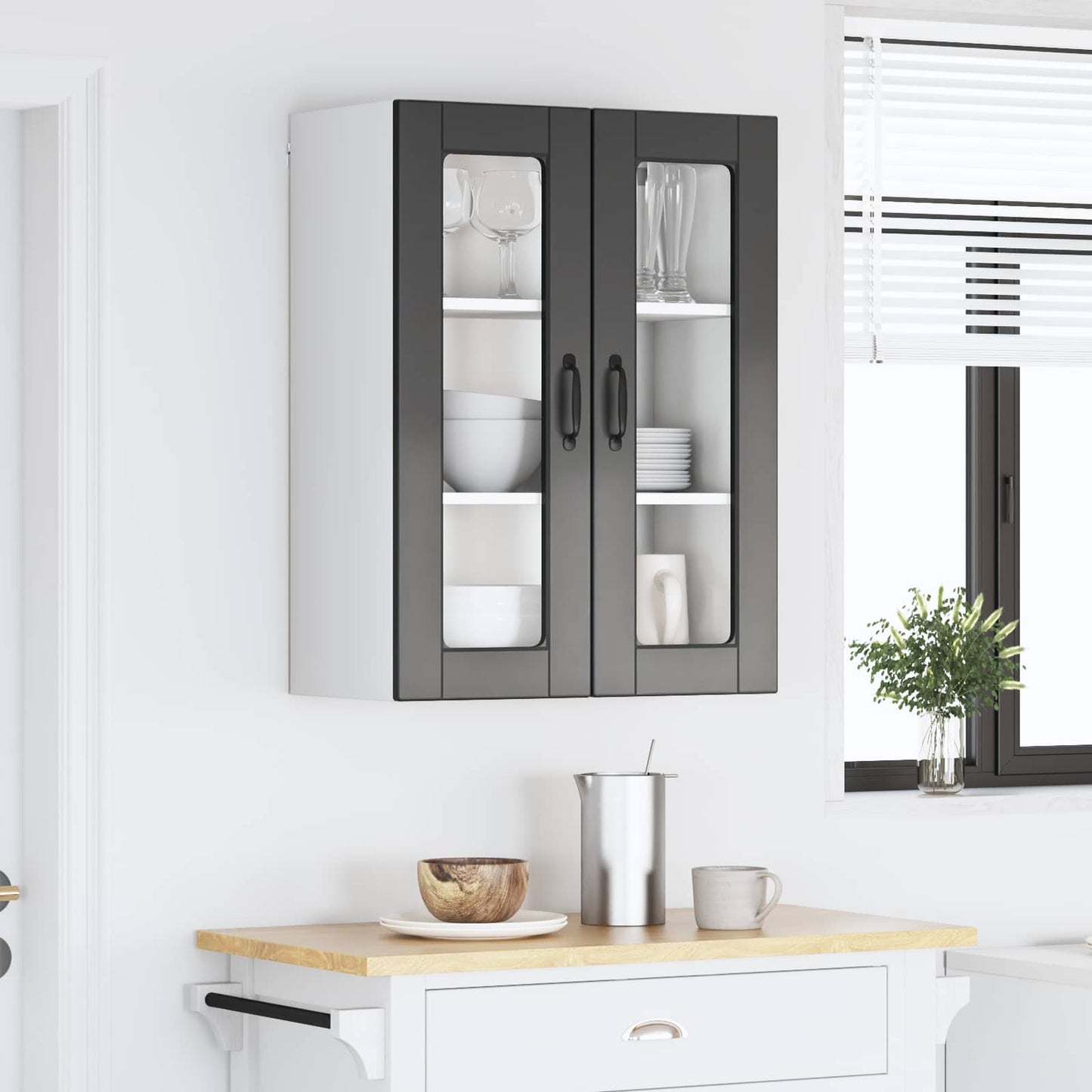 Mobile in vetro da parete PORTO Nero 60 x 31 x 80 cm | homemem39