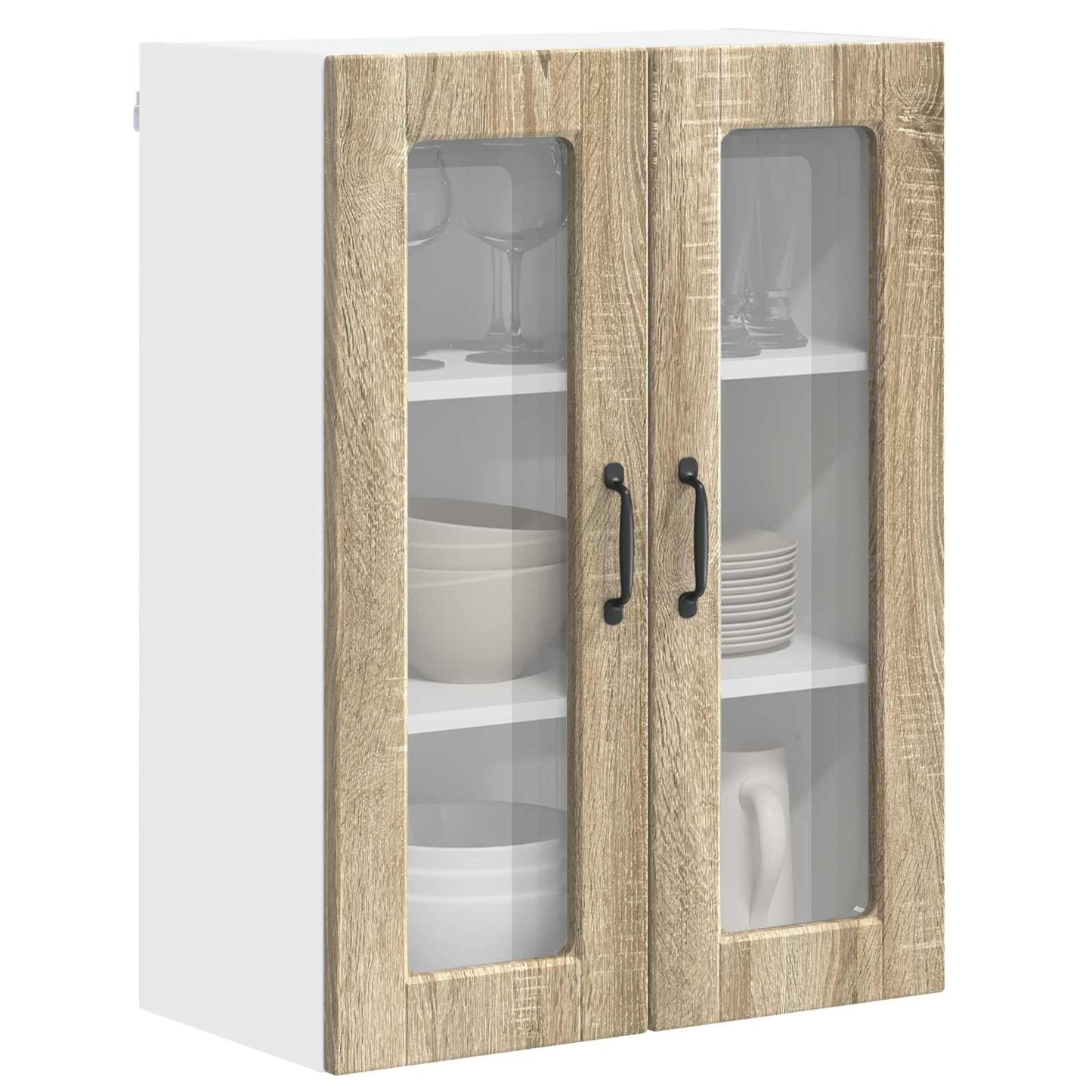 Mobile in vetro da parete PORTO Rovere Sonoma 60 x 31 x 80 cm | homemem39