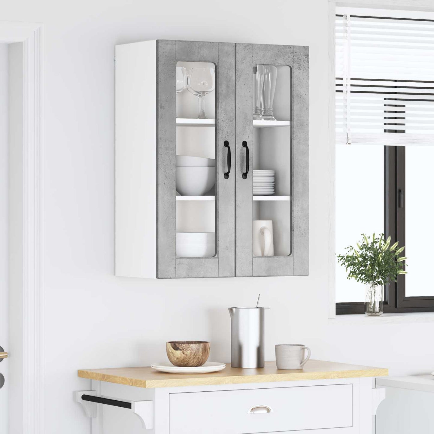 Mobile in vetro da parete PORTO Grigio cemento 60 x 31 x 80 cm | homemem39