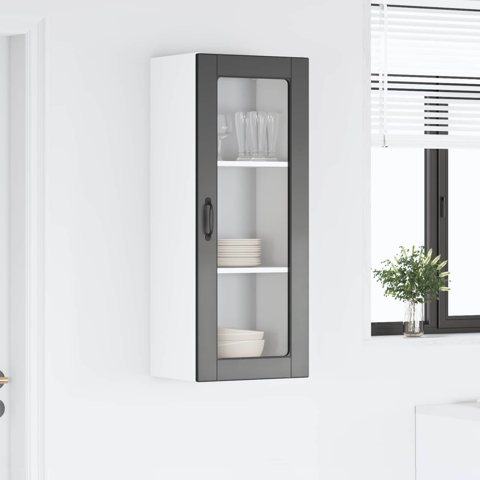 Mobile in vetro da parete PORTO Nero 40 x 31 x 100 cm | homemem39