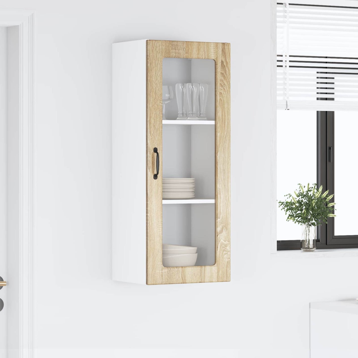 Mobile in vetro da parete PORTO Rovere Sonoma 40 x 31 x 100 cm | homemem39