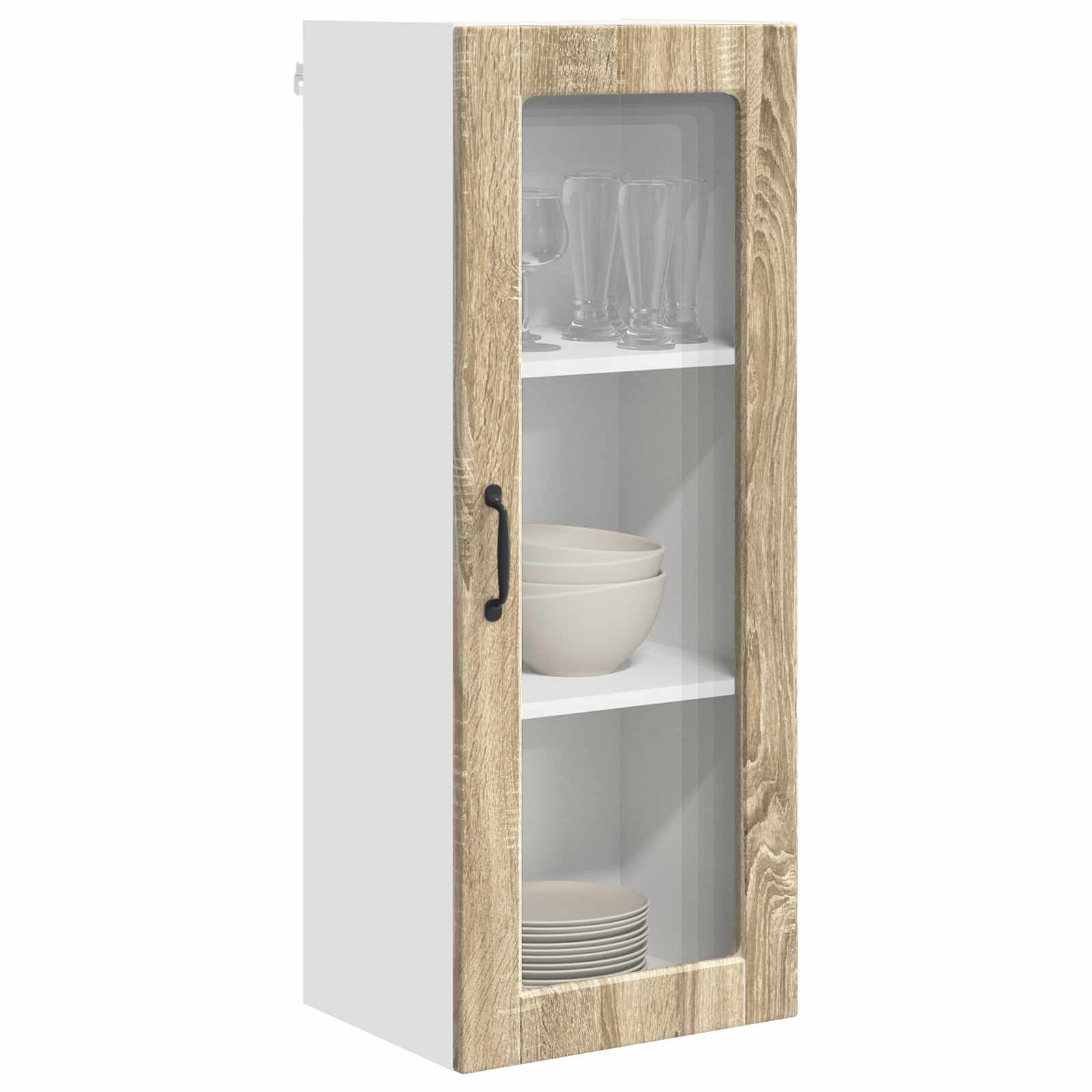 Mobile in vetro da parete PORTO Rovere Sonoma 40 x 31 x 100 cm | homemem39