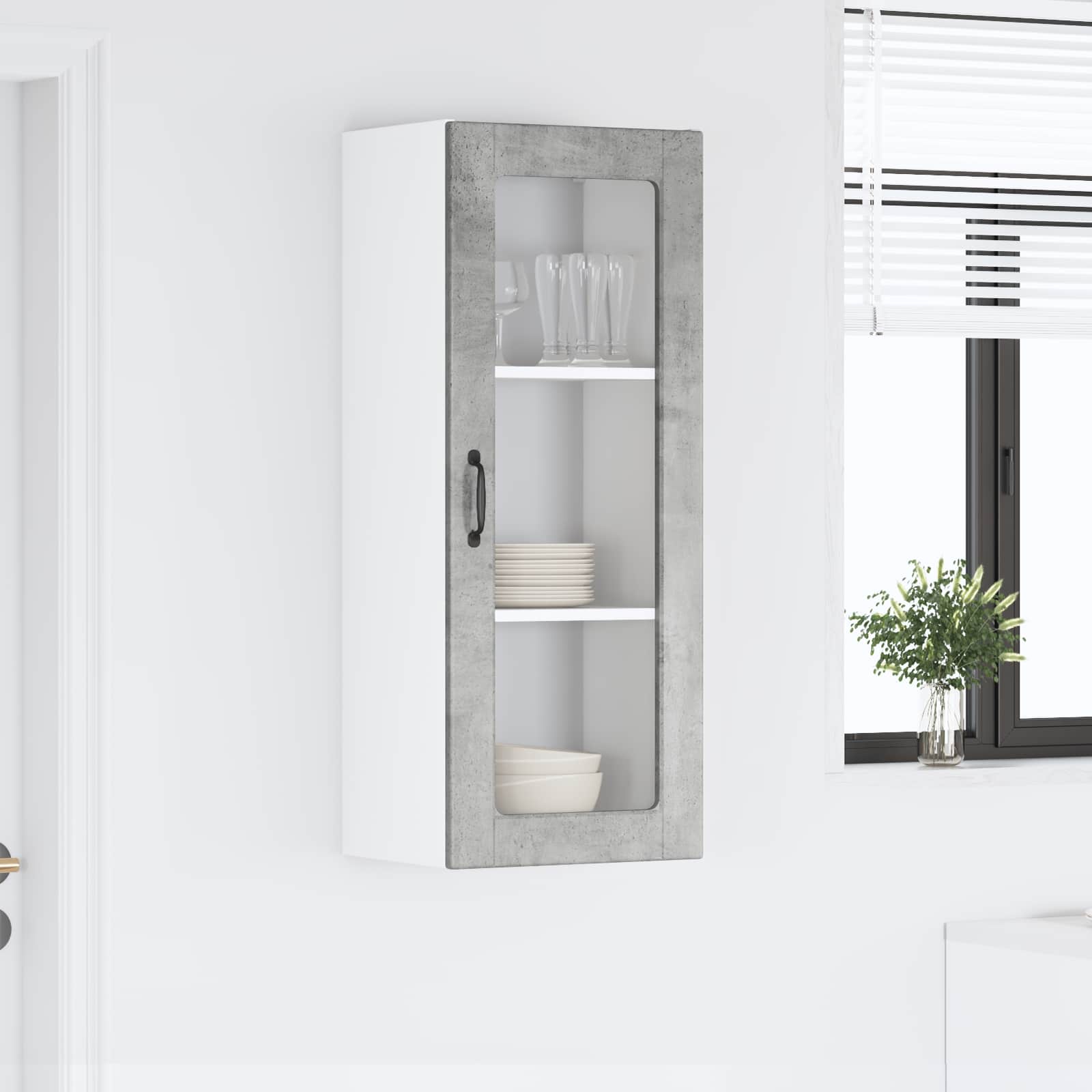 Mobile in vetro da parete PORTO Grigio cemento 40 x 31 x 100 cm | homemem39