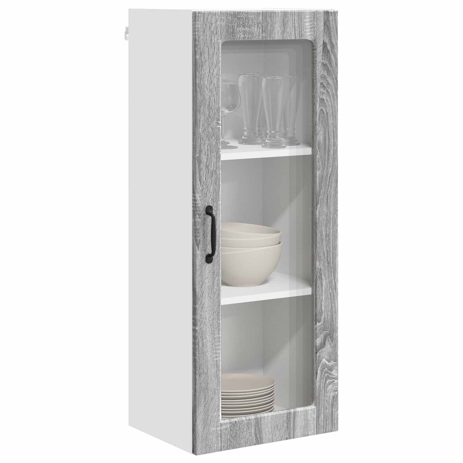 Mobile in vetro da parete PORTO Grigio Sonoma 40 x 31 x 100 cm | homemem39