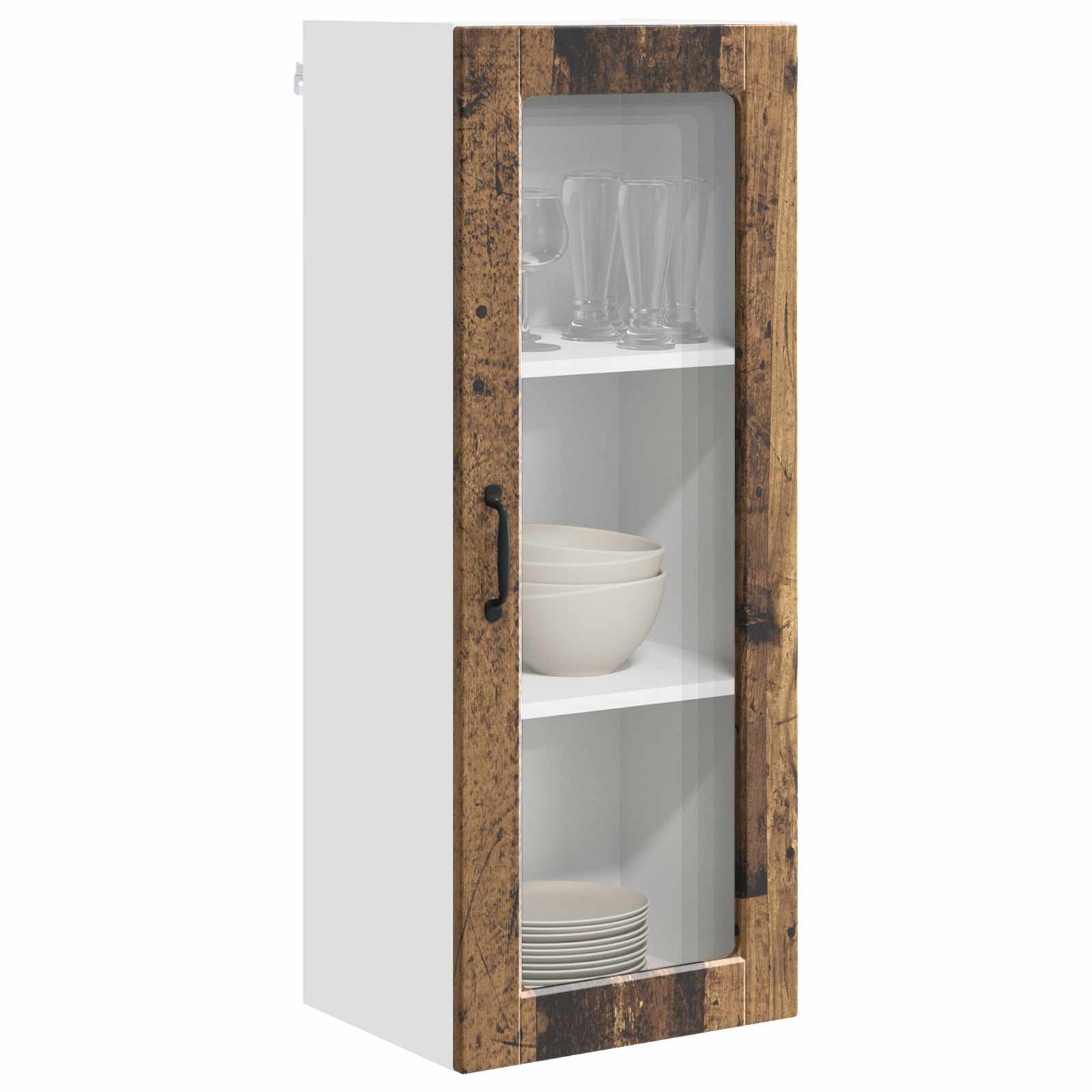 Mobile in vetro da parete PORTO Legno vecchio 40 x 31 x 100 cm | homemem39