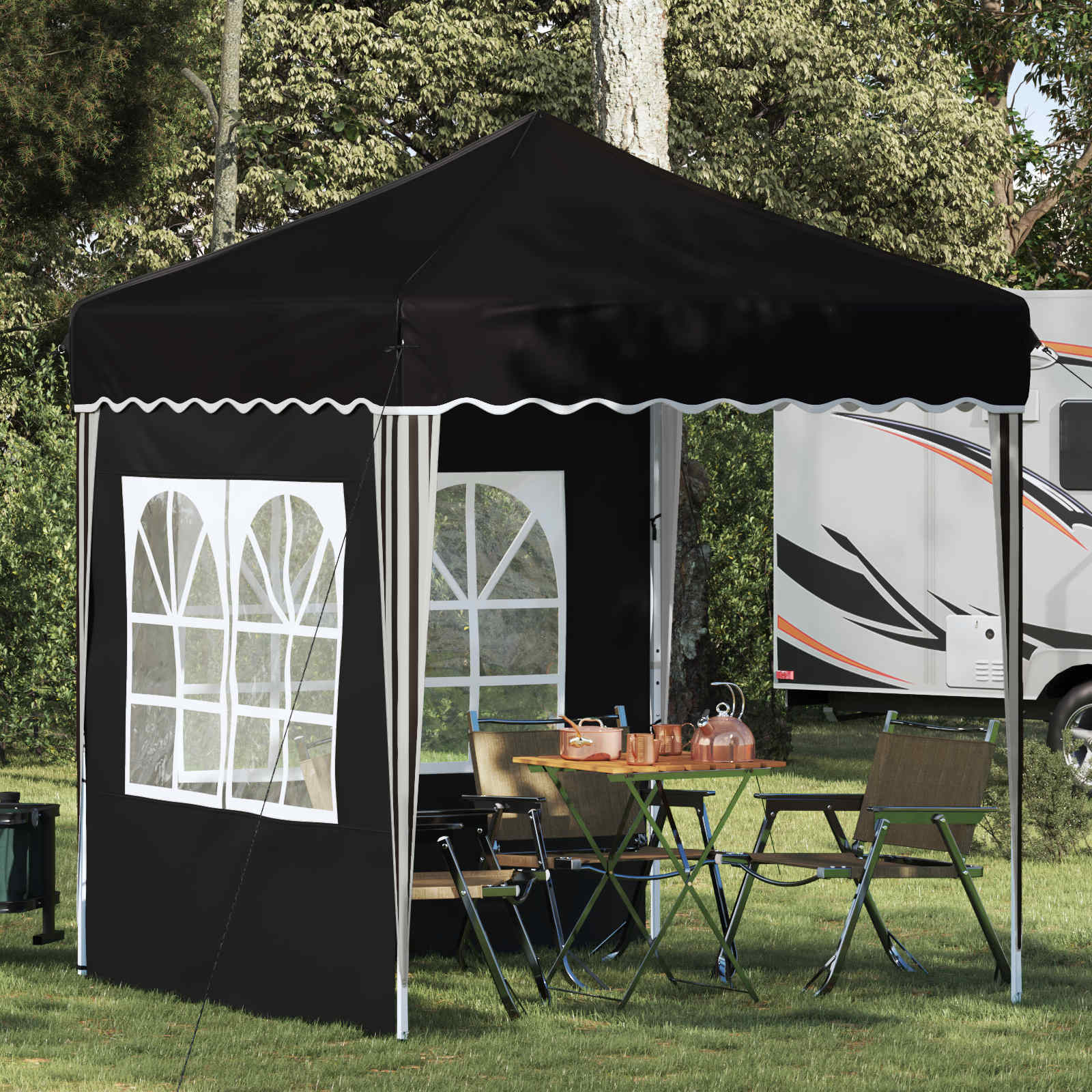 Tenda per feste a pop-up 195 x 195 x 245 cm Nero Tessuto Oxford | homemem39