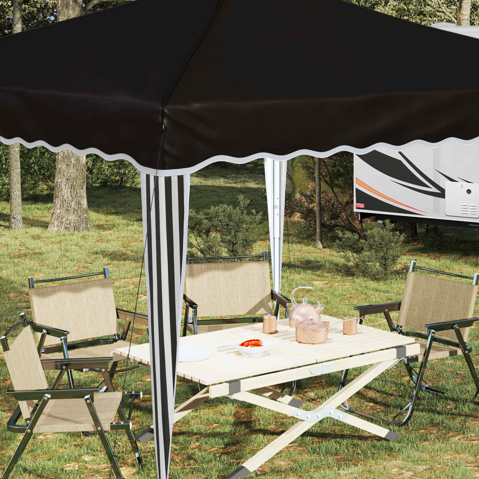 Tenda per feste a pop-up 288 x 288 x 245 cm Nero Tessuto Oxford | homemem39
