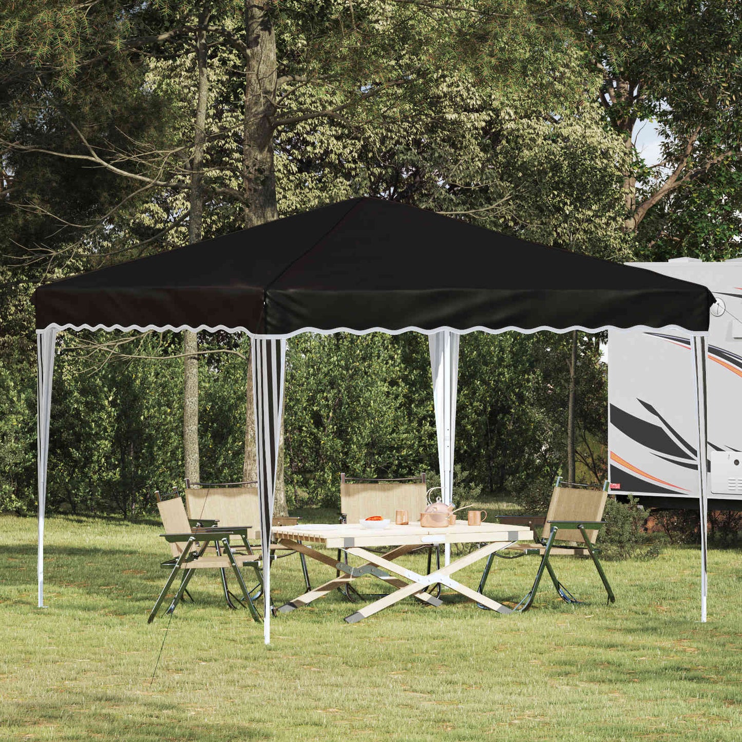 Tenda per feste a pop-up 288 x 288 x 245 cm Nero Tessuto Oxford | homemem39