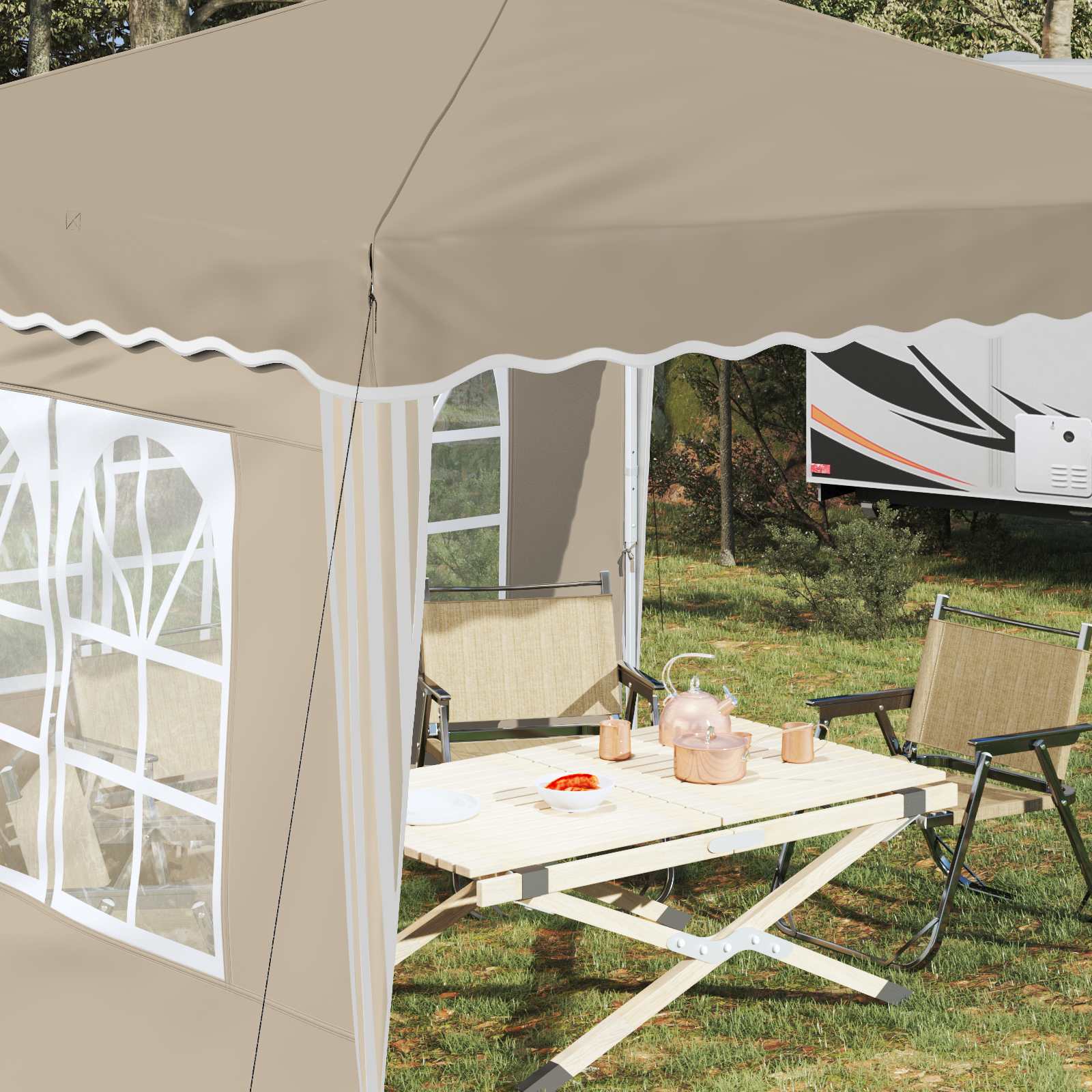 Tenda per feste a pop-up 288 x 288 x 245 cm Crema | homemem39