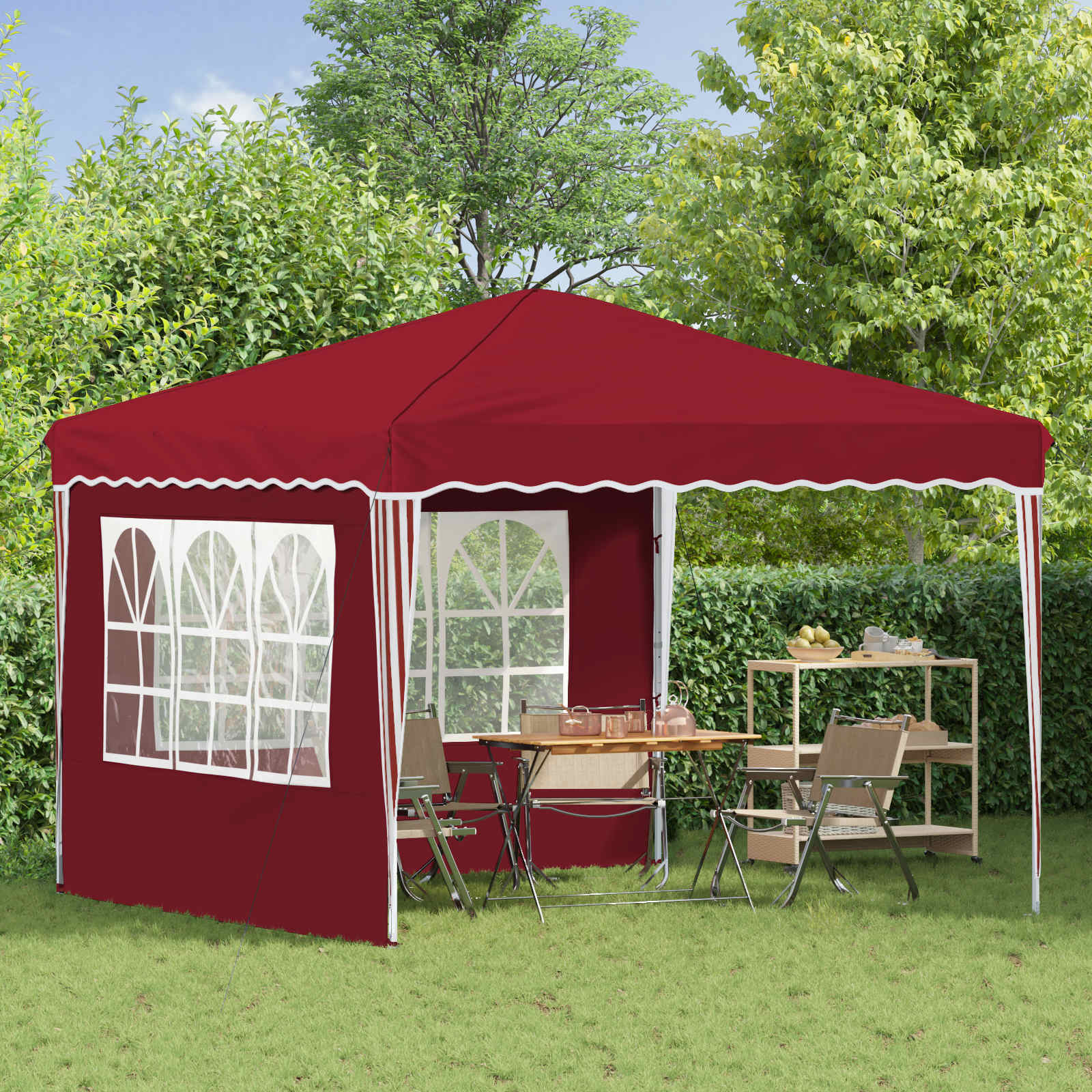 Tenda per feste a pop-up 288 x 288 x 245 cm Borgogna | homemem39