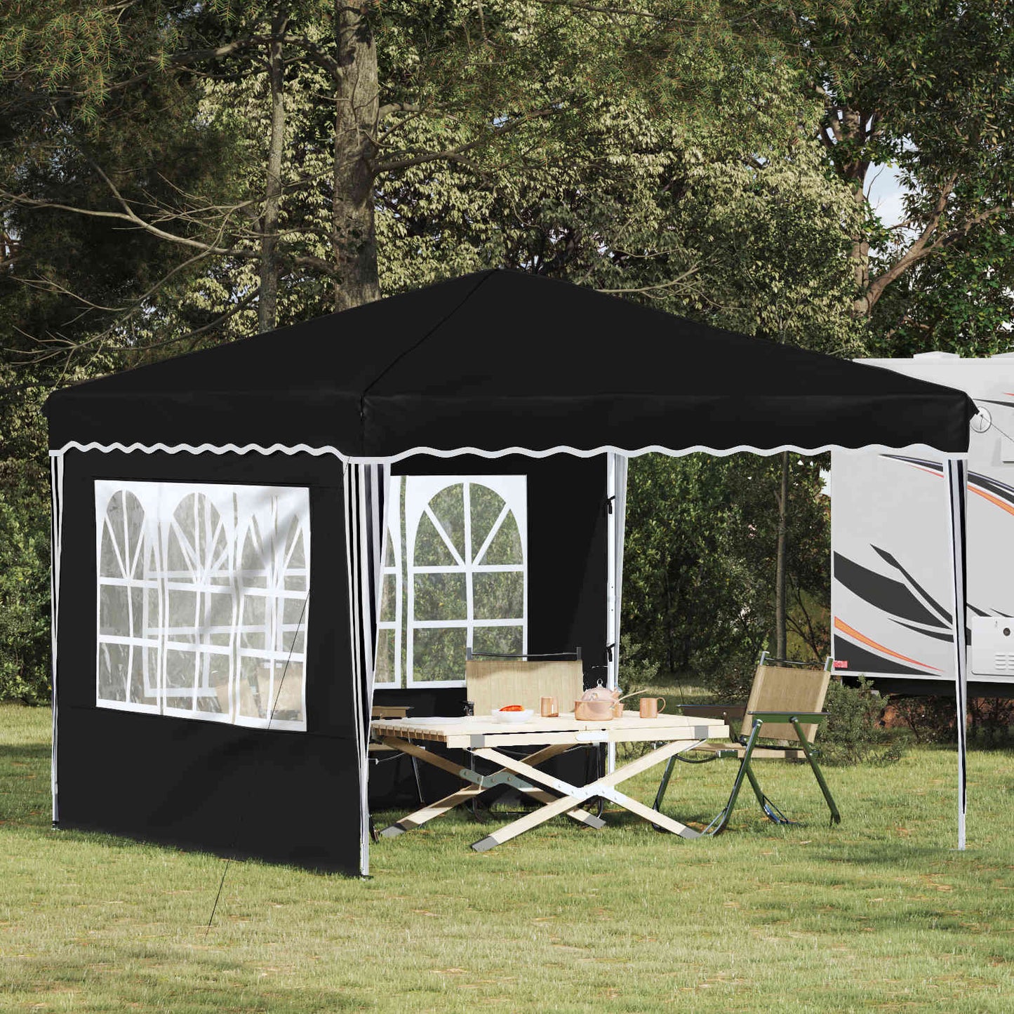 Tenda per feste a pop-up 288 x 288 x 245 cm Nero Tessuto Oxford | homemem39