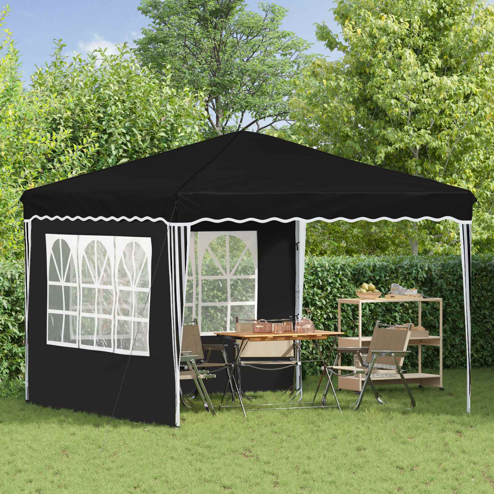 Tenda per feste a pop-up 288 x 288 x 245 cm Nero Tessuto Oxford | homemem39