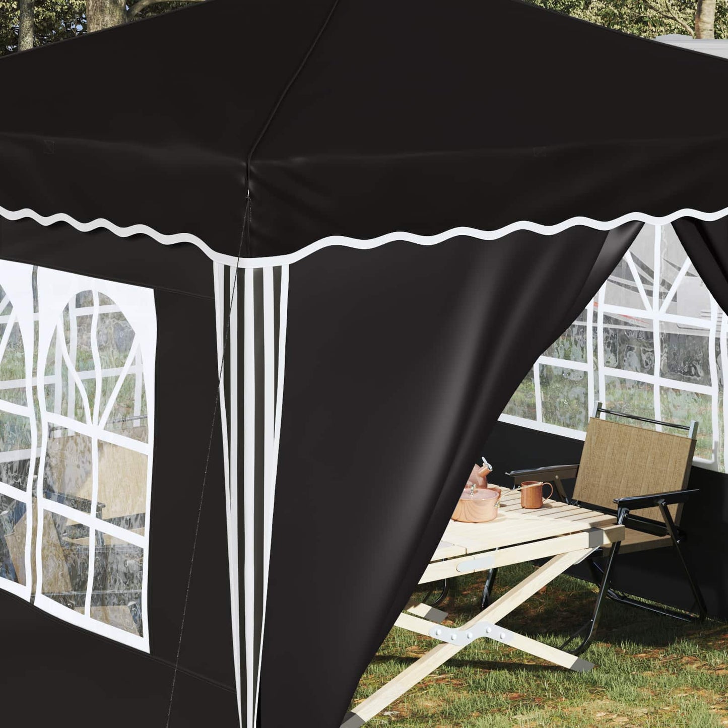 Tenda per feste a pop-up 288 x 288 x 245 cm Nero Tessuto Oxford | homemem39