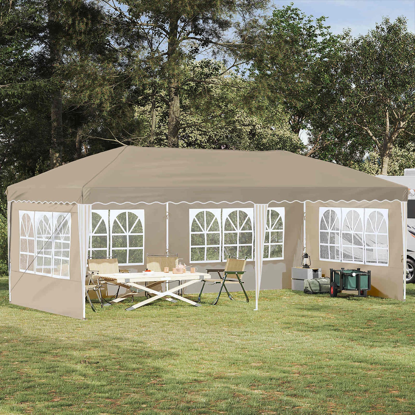 Tenda per feste a pop-up 575 x 289 x 245 cm Crema