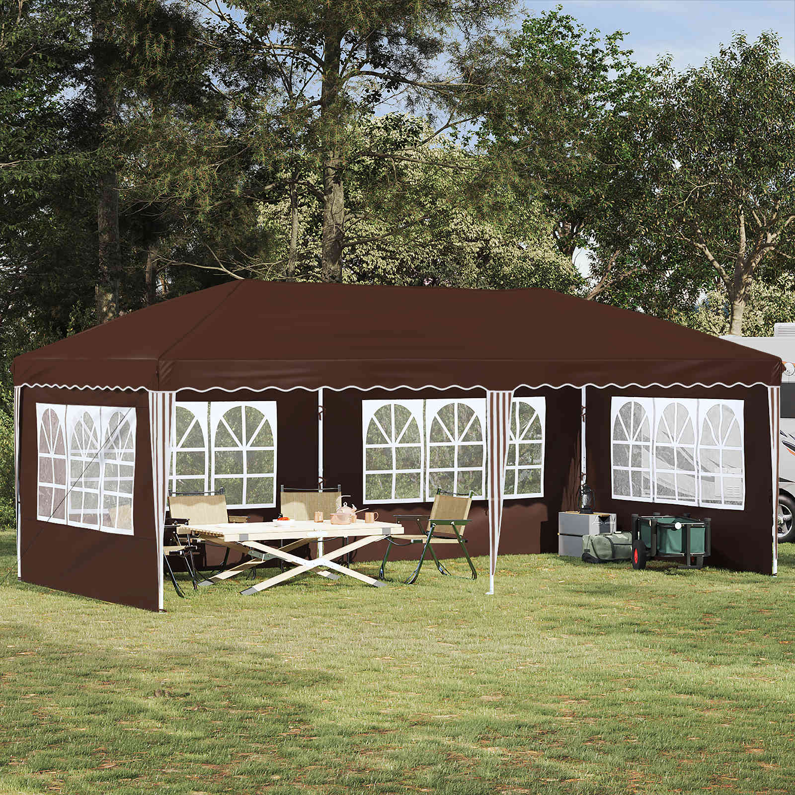 Tenda per feste a pop-up 575 x 289 x 245 cm Marrone | homemem39
