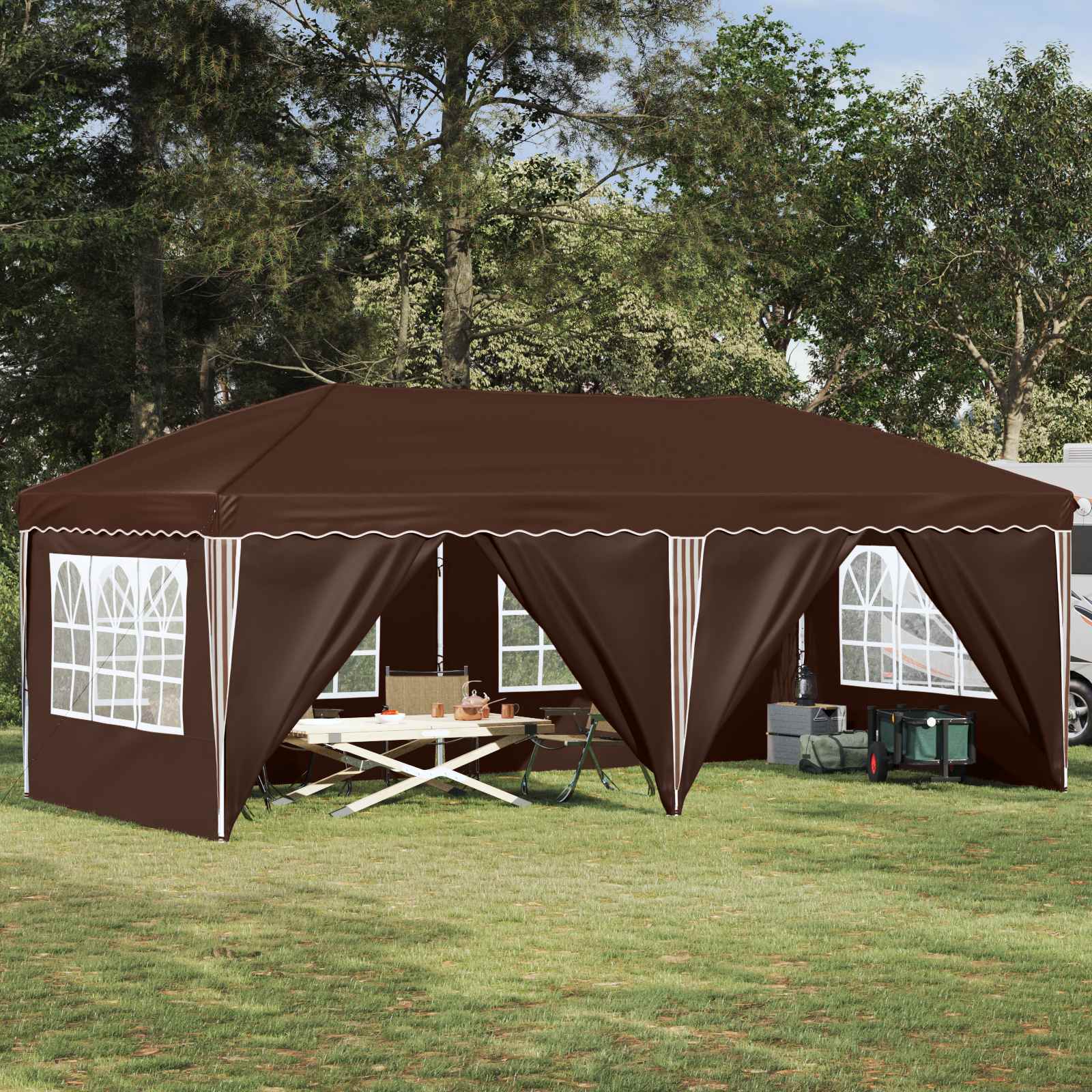 Tenda per feste a pop-up 575 x 288 x 245 cm Marrone | homemem39