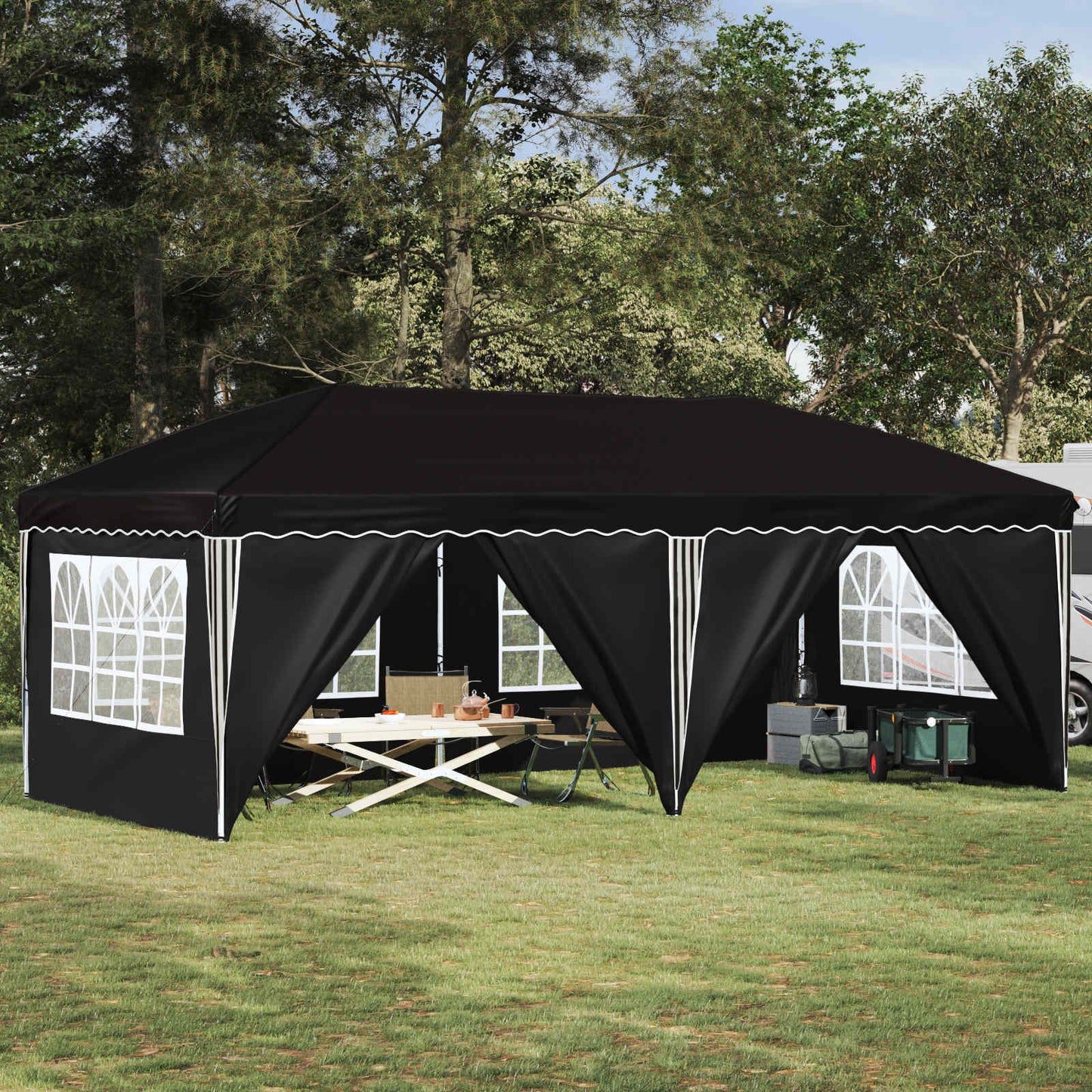 Tenda per feste a pop-up 575 x 288 x 245 cm Nero | homemem39
