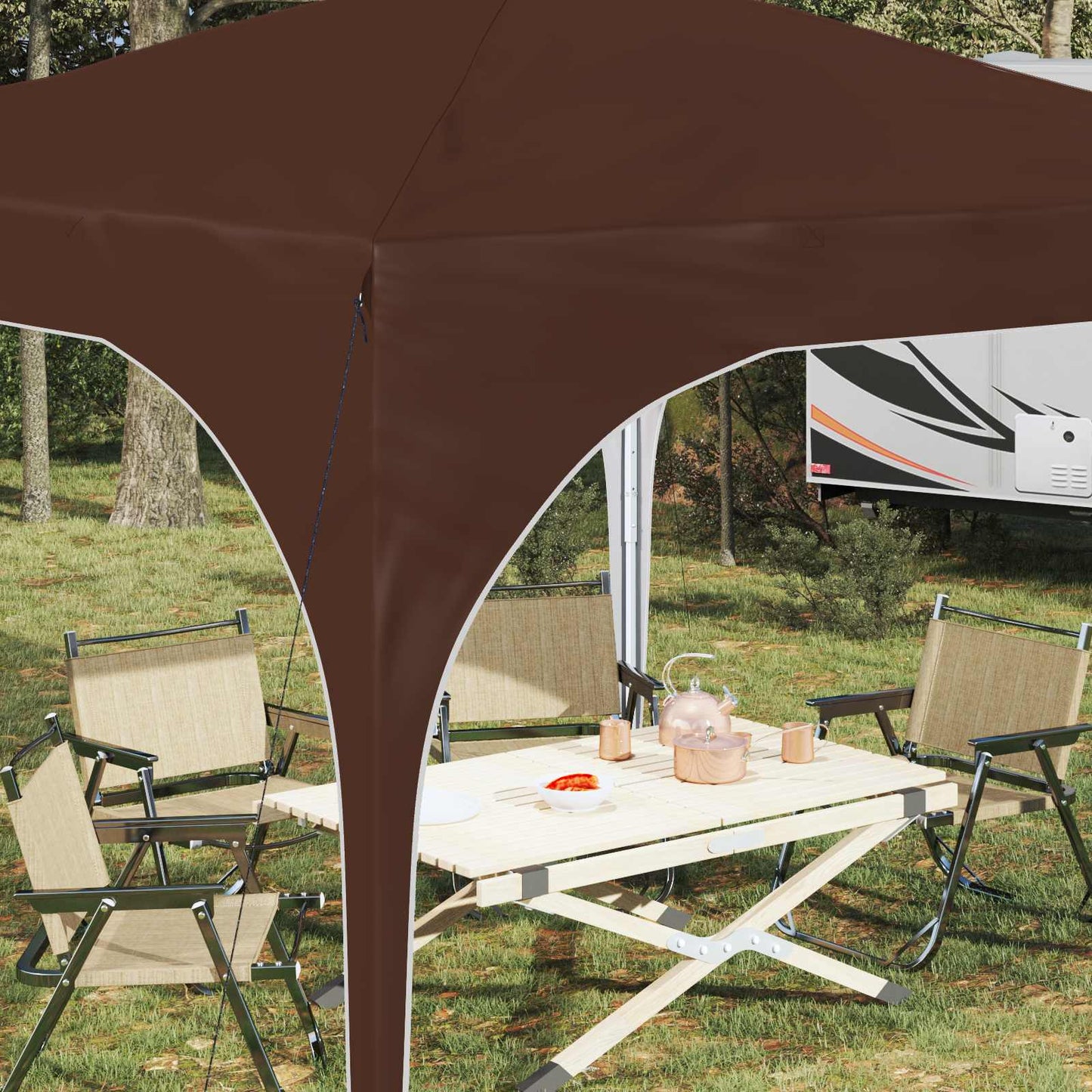 Tenda per feste a pop-up 290 x 290 x 245 cm Marrone