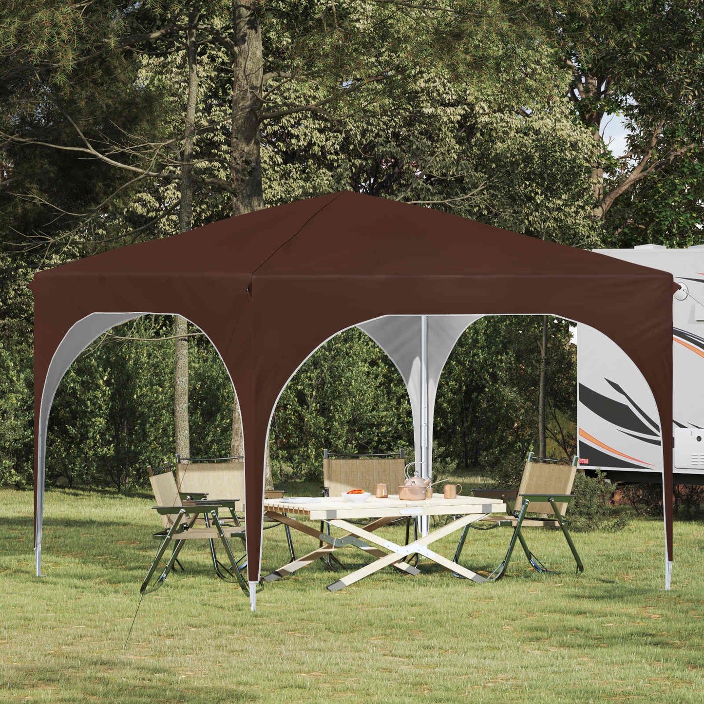 Tenda per feste a pop-up 290 x 290 x 245 cm Marrone