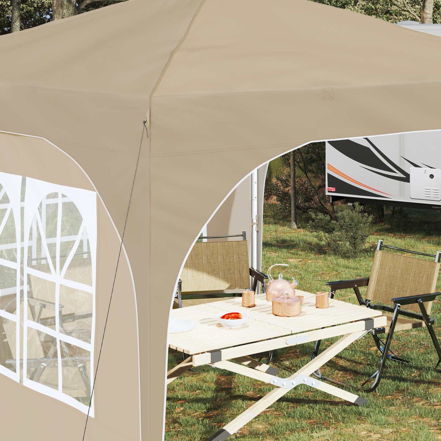 Tenda per feste a pop-up 290 x 290 x 245 cm Crema