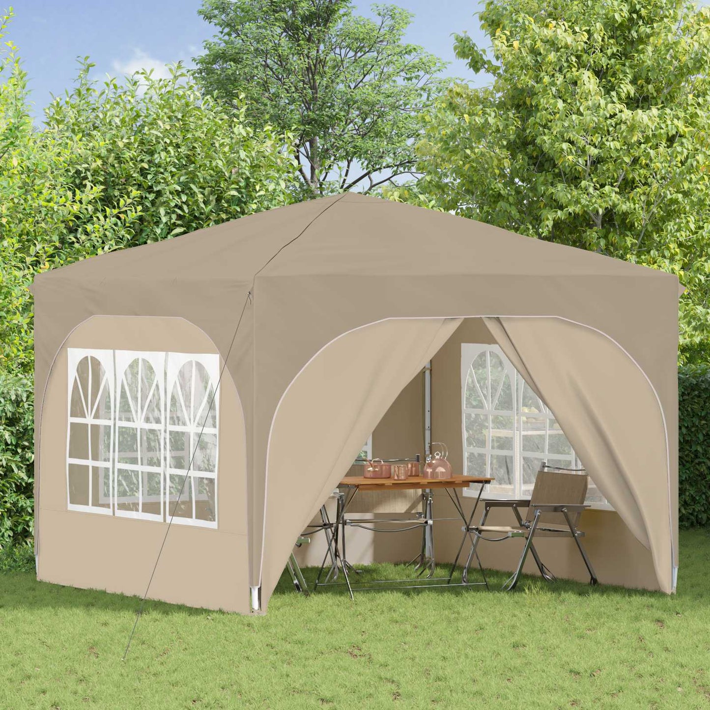Tenda per feste a pop-up 290 x 290 x 245 cm Crema