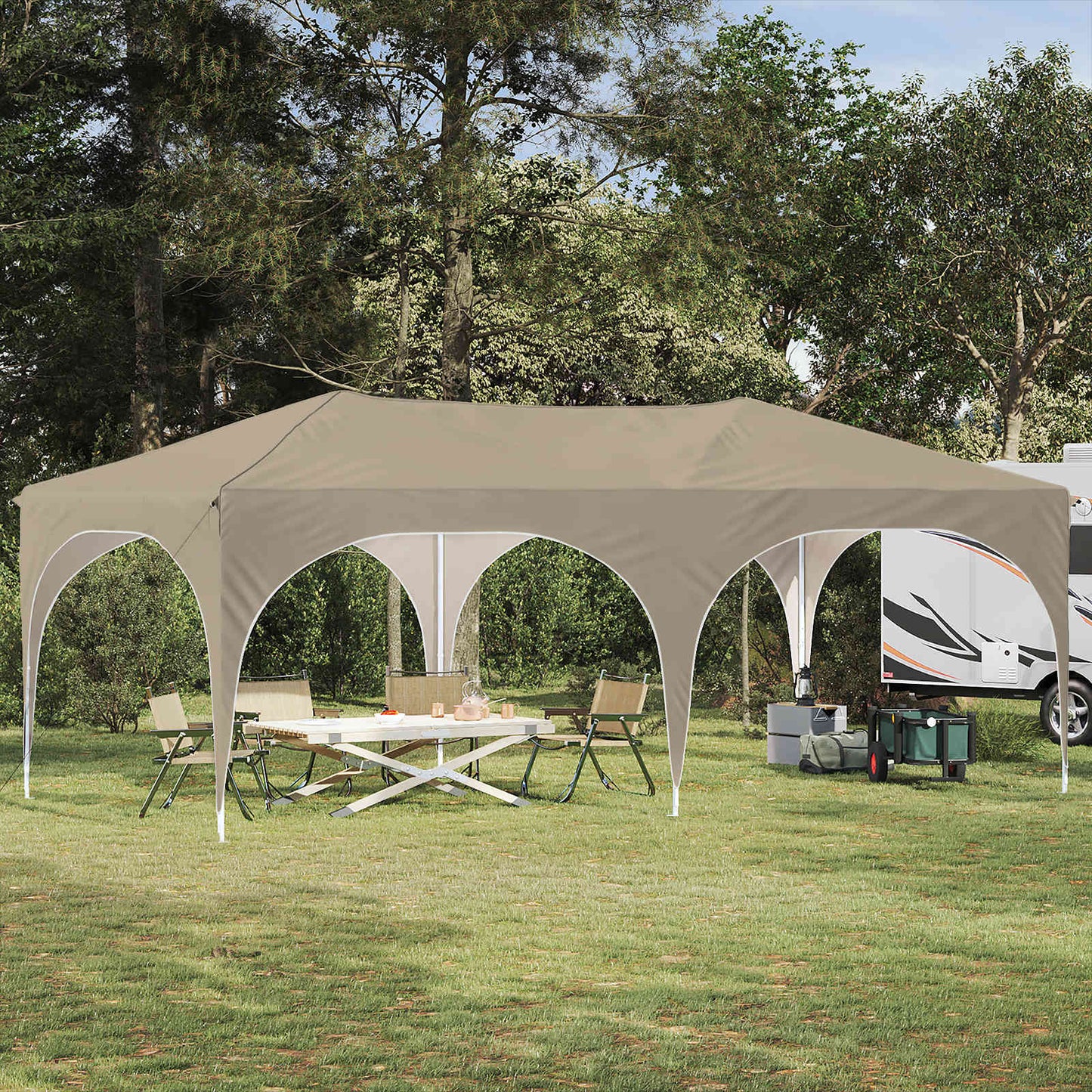 Tenda per feste a pop-up 575 x 288 x 245 cm Crema