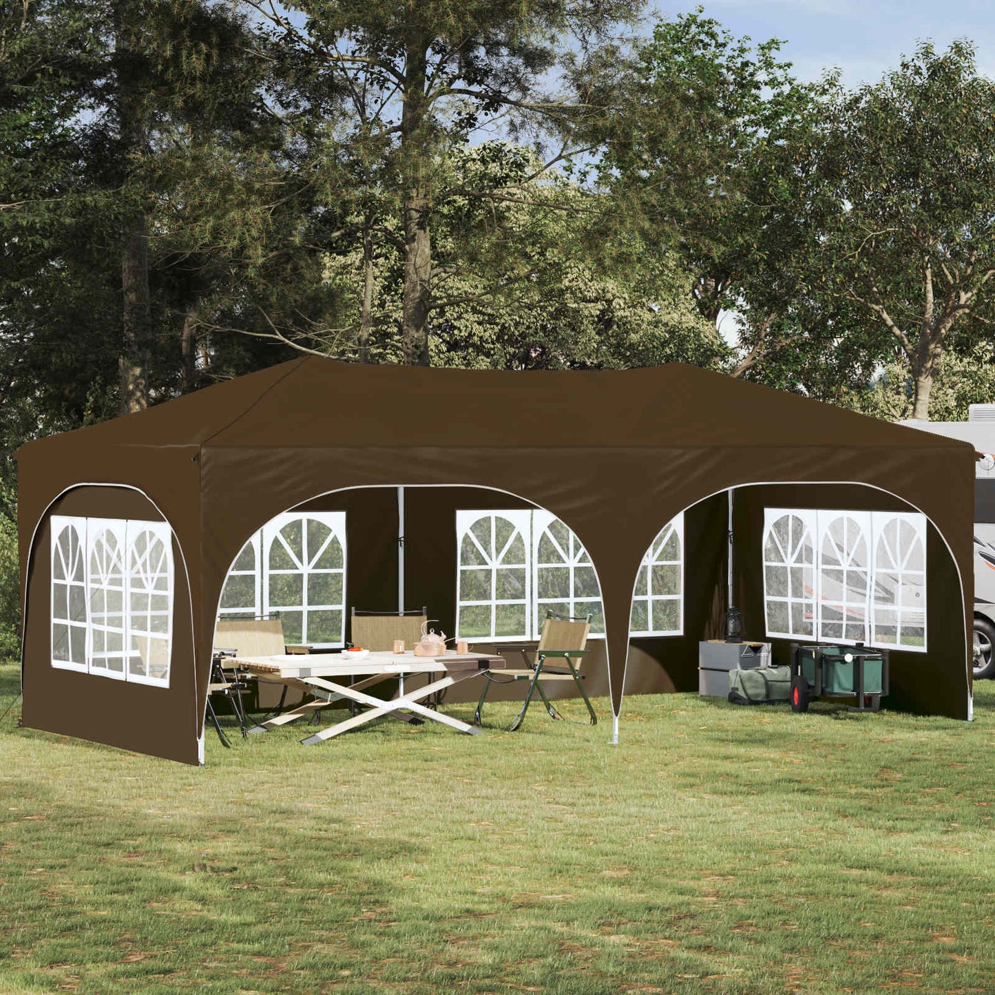 Tenda per feste a pop-up 575 x 288 x 245 cm Tortora