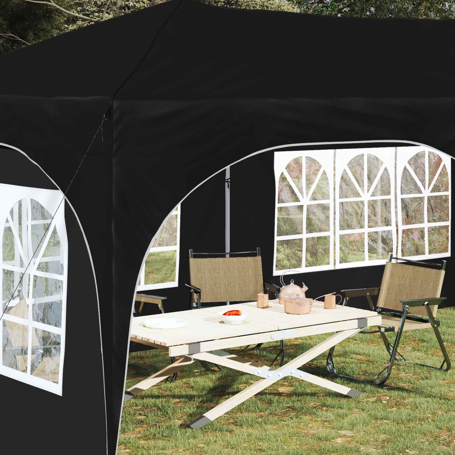Tenda per feste a pop-up 575 x 288 x 245 cm Nero Tessuto Oxford